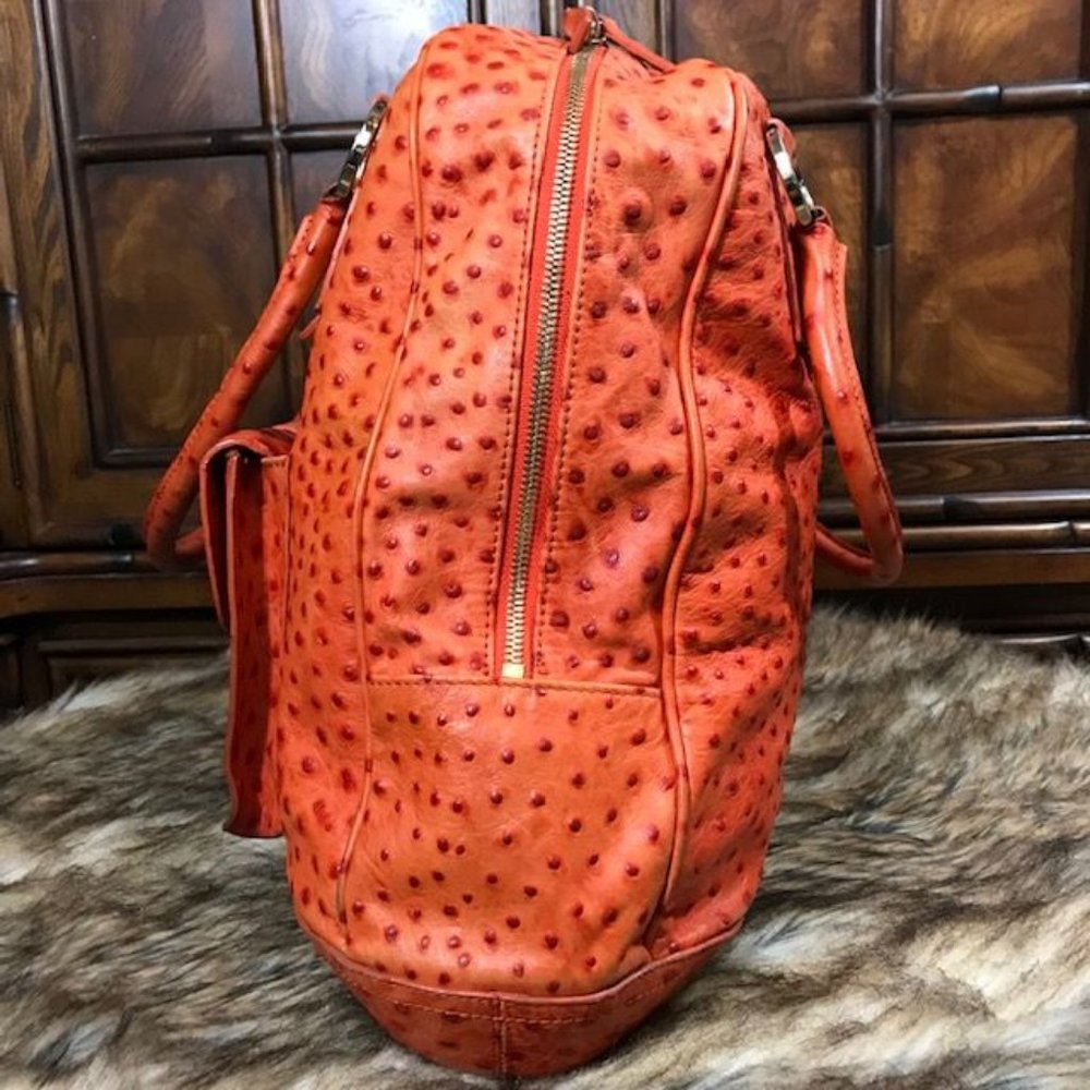 *Rare* Anne Klein Saffron Genuine Leather Ostrich Emb… Gem